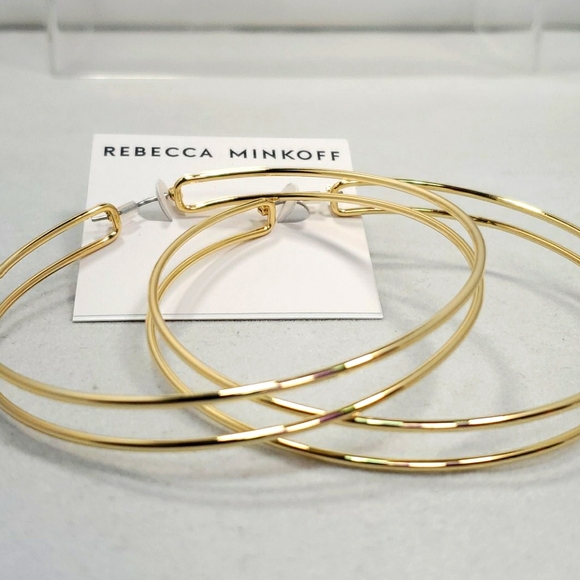 Rebecca Minkoff Double The Drama Hoop Earrings (Gold) - Picture 2 of 4